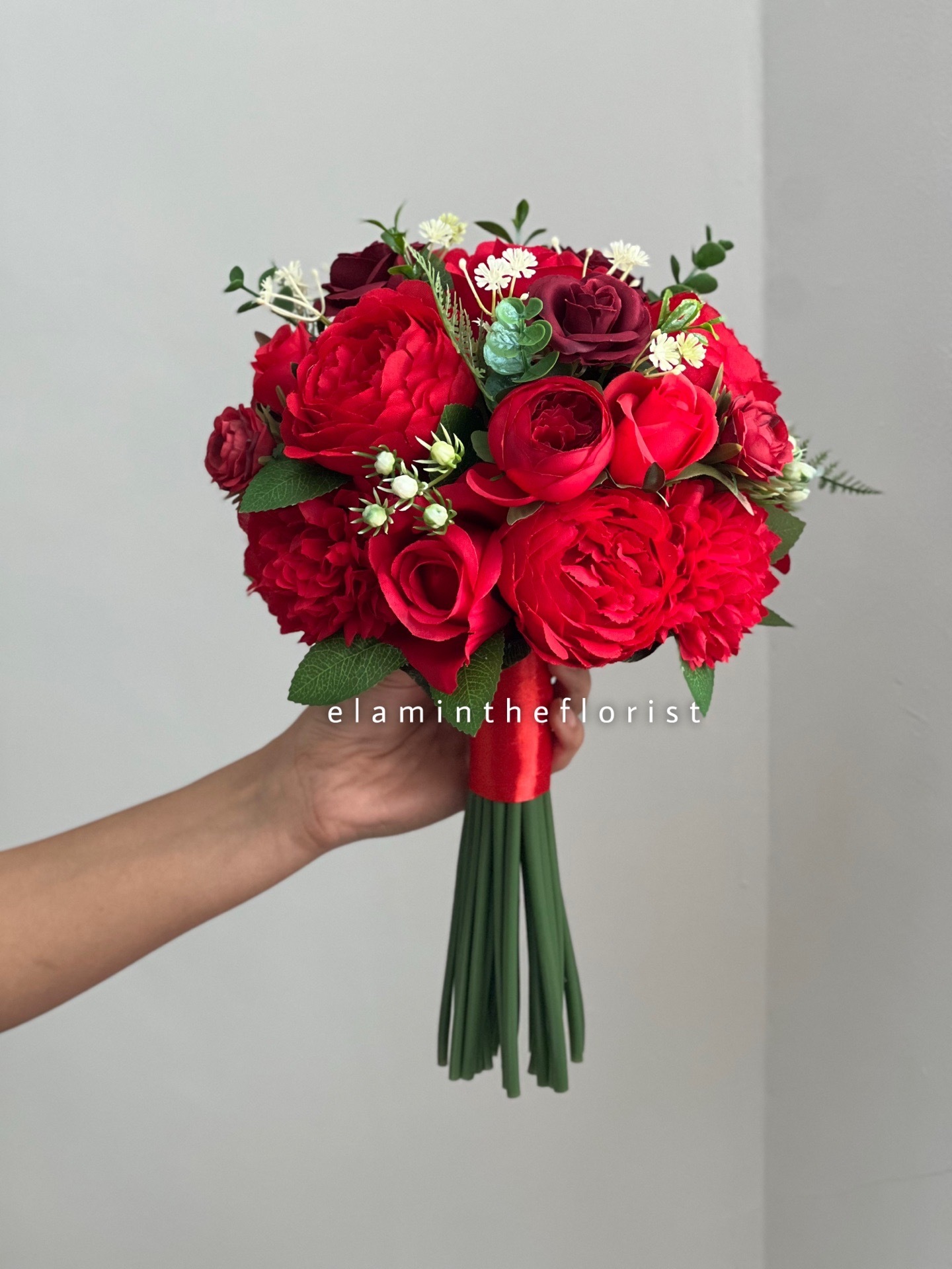  دسته گل مصنوعی عروس قرمز 