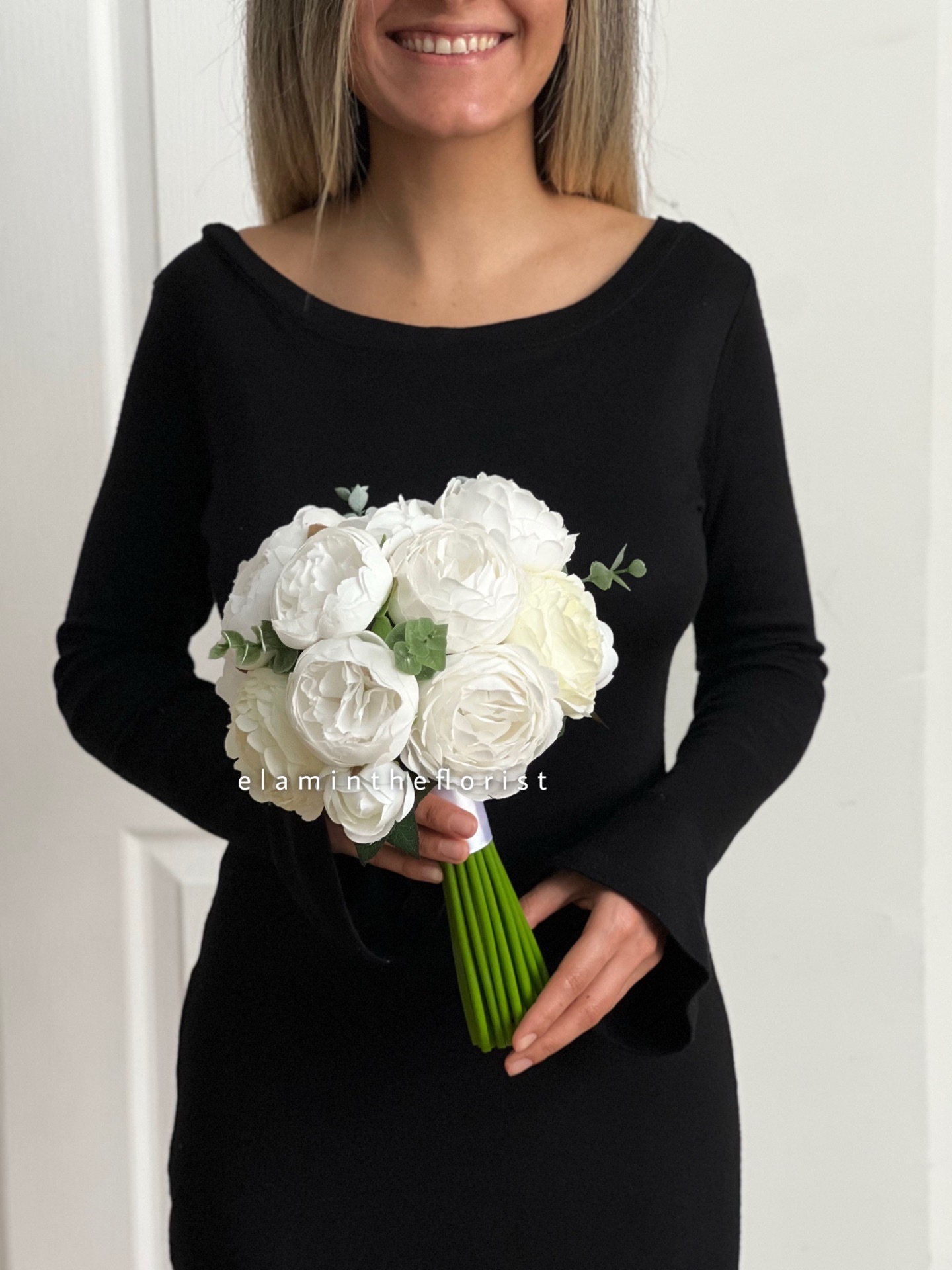  دسته گل عروسی سفید نباتی 
