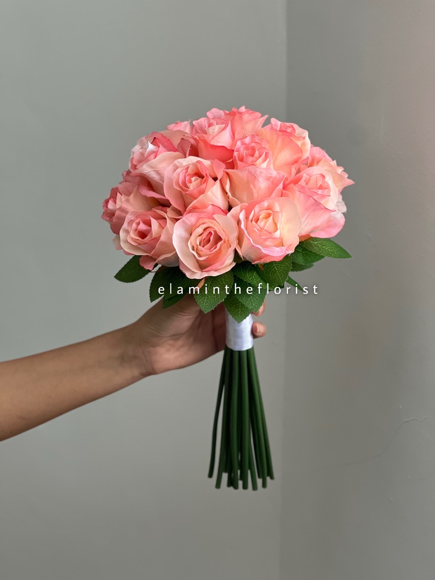  دسته گل مصنوعی عروس رز هلندی صورتی 