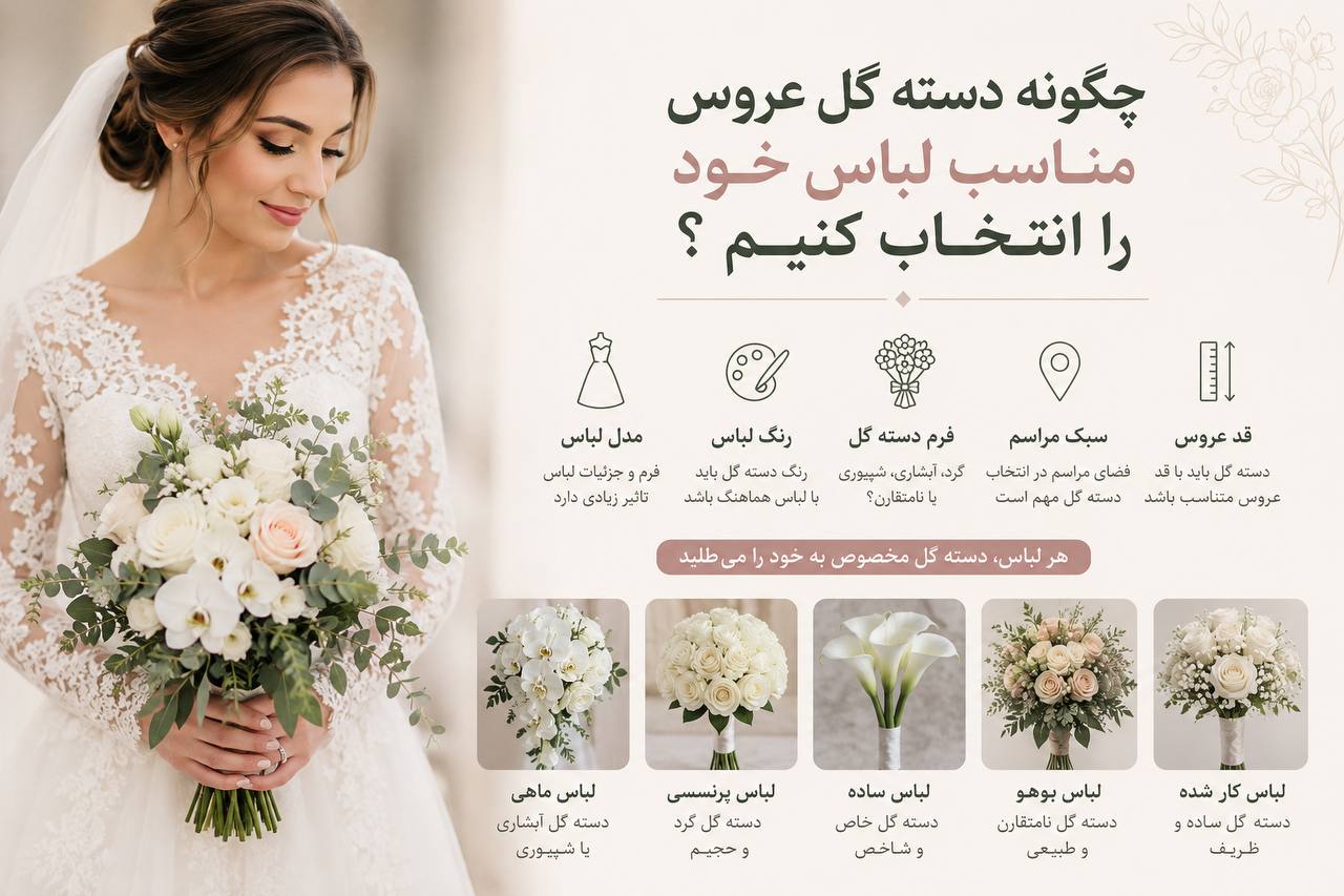 چگونه دسته گل مناسب لباس عروس را انتخاب کنیم