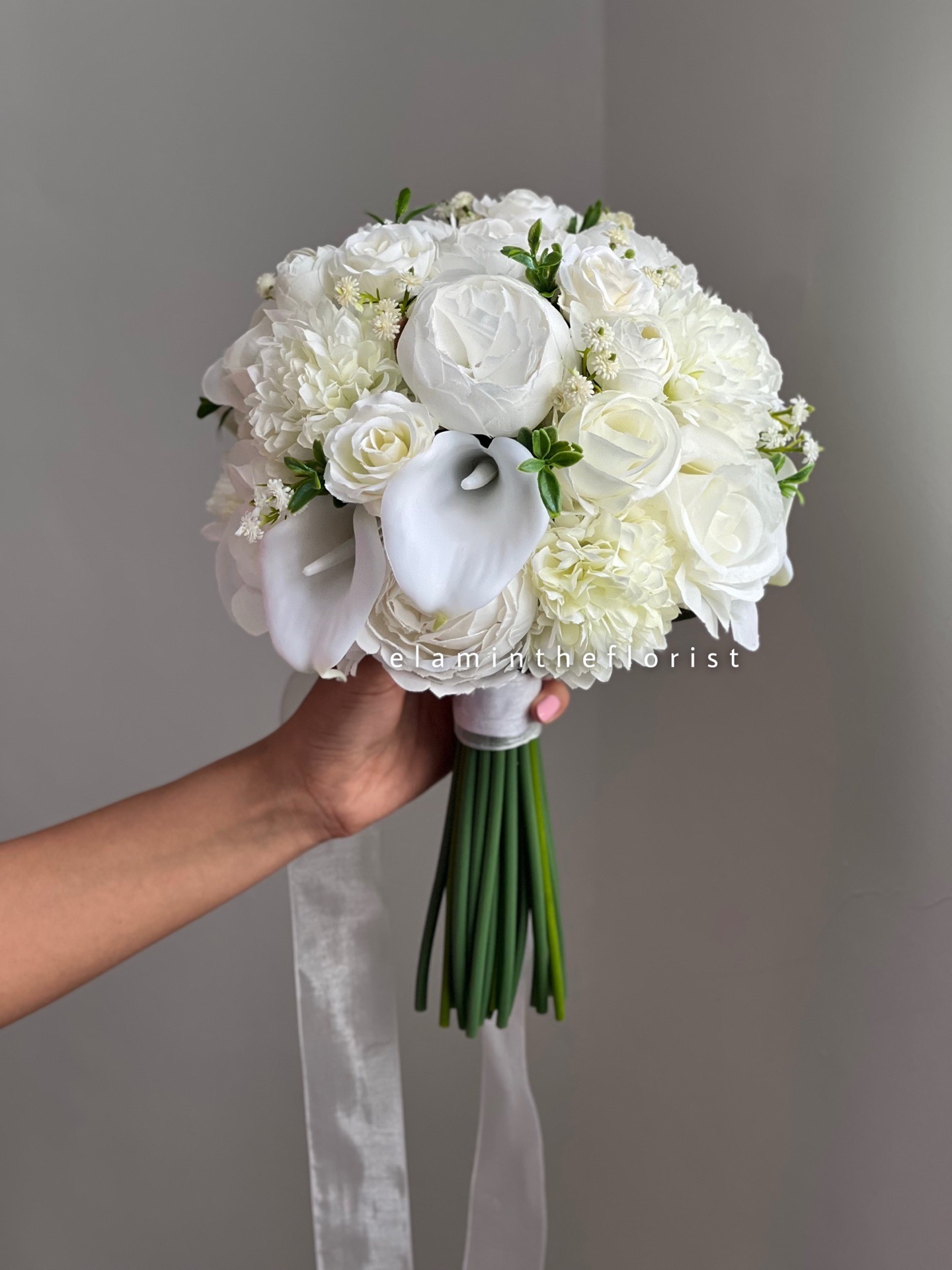  دسته گل مصنوعی عروسی سفید 
